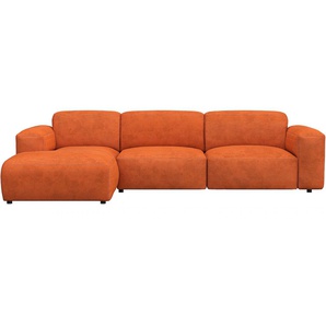 Ecksofa FLEXLUX Lucera Chaislongue + 2,5 Sitzer Sofas Gr. B/H/T: 284 cm x 73 cm x 171 cm, Struktur, Chaiselongue links, orange (burned orange) Ecksofas