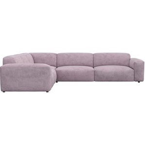 Ecksofa FLEXLUX Lucera Sofas Gr. B/H/T: 319 cm x 73 cm x 285 cm, Struktur, Schenkel links, lila (soft lavender) Ecksofas