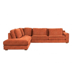 Ecksofa FURNINOVA Grande Sofas Gr. B/H/T: 321 cm x 84 cm x 271 cm, Velours EROS, Ottomane links, orange (peach) Ecksofas