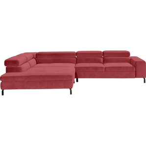 Ecksofa GALLERY M BRANDED BY MUSTERRING Felicia Due Sofas Gr. B/H/T: 312 cm x 72 cm x 216 cm, Velours, mega-Recamiere links, ohne Sitzvorzug, rot (red) Ecksofas
