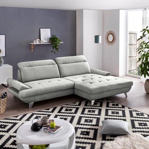 Ecksofa Gorman Grau/Lichtgrau Microfaser 274 x 85 x 178cm Longchair davorstehend rechts ohne Schlaffunktion Keine Funktion Modern