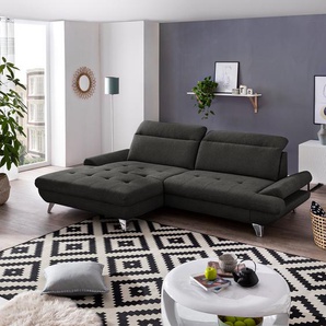 Ecksofa Gorman Schwarz/Schwarz Microfaser 274 x 85cm Longchair davorstehend links ohne Schlaffunktion Keine Funktion Modern