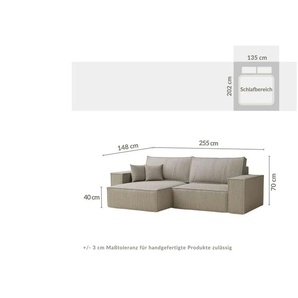 Ecksofa ¦ grau ¦ Maße (cm): B: 255 H: 70