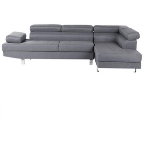 Ecksofa Grau Polsterbezug L-Förmig Linksseitig Traditionell Modern Wohnzimmer