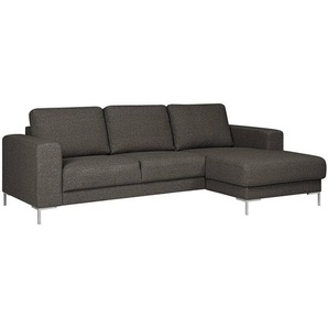 Ecksofa Grau Strukturstoff Gesa 236 x 82 x 147cm Longchair davorstehend rechts ohne Schlaffunktion Modern