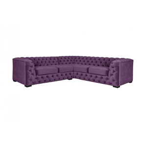 Chesterfield-Sofa GUIDO MARIA KRETSCHMER HOME&LIVING KALINA Sofas Gr. B/H/T: 247 cm x 67 cm x 227 cm, Samtvelours, Ottomane links, lila (aubergine) Chesterfieldsofas hochwertige Chesterfield-Ausführung