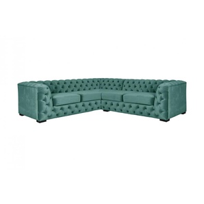 Chesterfield-Sofa GUIDO MARIA KRETSCHMER HOME&LIVING KALINA Sofas Gr. B/H/T: 247 cm x 67 cm x 227 cm, Samtvelours, Ottomane rechts, grün Chesterfieldsofas hochwertige Chesterfield-Ausführung