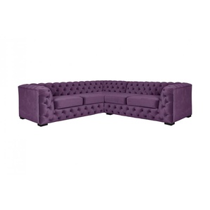 Chesterfield-Sofa GUIDO MARIA KRETSCHMER HOME&LIVING KALINA Sofas Gr. B/H/T: 247 cm x 67 cm x 227 cm, Samtvelours, Ottomane rechts, lila (aubergine) Chesterfieldsofas hochwertige Chesterfield-Ausführung