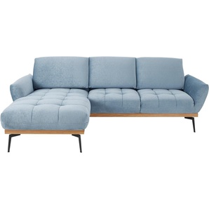 Ecksofa GUIDO MARIA KRETSCHMER HOME&LIVING Palíc, L-Form Sofas Gr. B/H/T: 245 cm x 87 cm x 185 cm, Velours, Recamiere links, blau (eisblau) Ecksofas
