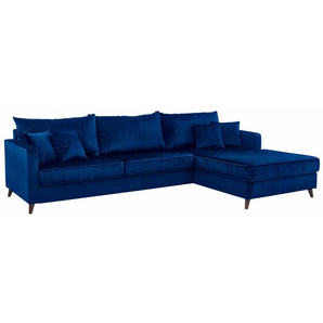 Ecksofa GUIDO MARIA KRETSCHMER HOME&LIVING Renesse L-Form Sofas Gr. B/H/T: 294 cm x 90 cm x 184 cm, Samtvelours, Recamiere rechts, blau Ecksofas