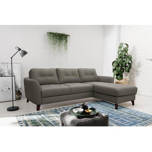 Ecksofa Heimari I Grau/Dunkelgrau Mischgewebe Manda 238 x 82 x 168cm Longchair davorstehend rechts mit Schlaffunktion Modern