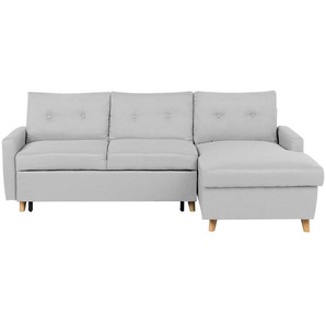 Ecksofa Hellgrau Polsterbezug L-Förmig Linksseitig Schlaffunktion Modern Wohnzimmer