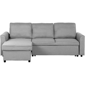 Ecksofa Hellgrau Polsterbezug L-Förmig Rechtsseitig Schlaffunktion Modern Wohnzimmer