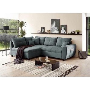 Ecksofa Holton I Grau Microfaser Ranu 248 x 87 x 176cm Longchair davorstehend links Modern