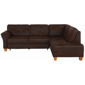 Ecksofa HOME AFFAIRE Borkum L-Form, braun (schoko), B:249cm H:87cm T:189cm, Struktur (100% Polyester), Luxus-Microfaser ALTARA NUBUCK (100% Polyester), MELROSE (100% Polyester), Luxus-Microfaser Toro (100% Polyester), Sofas, mit Federkern, wahlweise mit