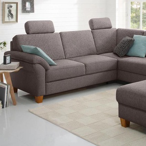 Ecksofa HOME AFFAIRE Borkum L-Form, braun, B:249cm H:87cm T:189cm, Struktur (100% Polyester), Luxus-Microfaser ALTARA NUBUCK (100% Polyester), MELROSE (100% Polyester), Luxus-Microfaser Toro (100% Polyester), Sofas, mit Federkern, wahlweise mit