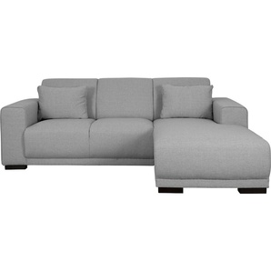 Ecksofa HOME AFFAIRE BORNHOLM L-Form mit Recamiere, Maße B/T/H: 234/162/85 cm, grau (hellgrau), B:234cm H:85cm T:162cm, 100% Polyester, Sofas, Recamiere links oder rechts bestellbar, Wellenfederung, inkl. 2 Kissen, Topseller
