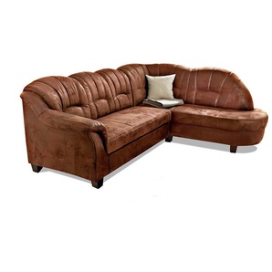 Ecksofa HOME AFFAIRE Budapest L-Form, braun (mokka), B:242cm H:84cm T:80cm, Sofas, wahlweise mit Bettfunktion, mit Recamiere oder Ottomane, Topseller