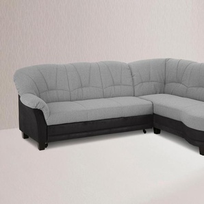 Ecksofa HOME AFFAIRE Camelita Sofas Gr. B/H/T: 231 cm x 86 cm x 81 cm, Microfaser MELROSE-Struktur, Ottomane rechts, ohne Bettfunktion, silberfarben (schwarz, silber) Ecksofas wahlweise mit Bettfunktion