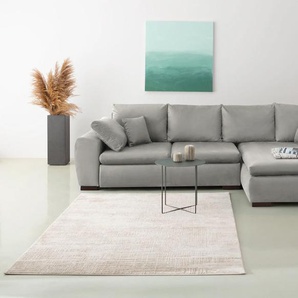 Ecksofa HOME AFFAIRE Cara Mia L-Form, silber, B:325cm H:87cm T:183cm, Luxus-Microfaser Vintageoptik (100% Polyester), Microfaser Antiklederoptik (100% Polyester), Sofas, wahlweise mit Bettfunktion und Bettkasten, Massivholzfüße, Topseller