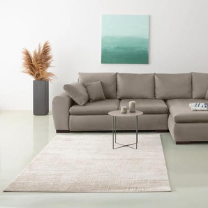 Ecksofa HOME AFFAIRE Cara Mia L-Form, grau (taupe), B:325cm H:87cm T:183cm, Luxus-Microfaser Vintageoptik (100% Polyester), Microfaser Antiklederoptik (100% Polyester), Sofas, wahlweise mit Bettfunktion und Bettkasten, Massivholzfüße, Topseller