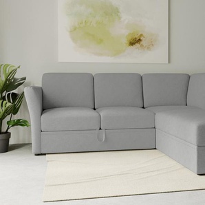 Ecksofa HOME AFFAIRE Lavars, L-Form Sofas Gr. B/H/T: 241 cm x 90 cm x 226 cm, Webstoff, Ottomane rechts, grau (warm grey) Ecksofas
