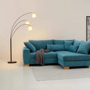 Ecksofa HOME AFFAIRE Sofas Gr. B/H/T: 227 cm x 88 cm x 190 cm, Aqua Clean Pascha, Ottomane rechts, ohne Bettfunktion, blau (petrol) Ecksofas