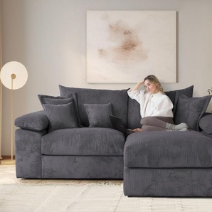 Ecksofa HOME AFFAIRE Soft&Cosy XL L-Form - Breite 246 cm, grau (anthrazit), B:246cm T:187cm, 100% Polyester, Sofas, Mega-Sofa, in Cord, Federkern-Polsterung, Topseller
