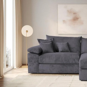 Ecksofa HOME AFFAIRE Soft&Cosy XXL L-Form - Breite 303 cm, grau (anthrazit), B:303cm T:187cm, 100% Polyester, Sofas, Mega-Sofa, in Cord, Federkern-Polsterung, Topseller