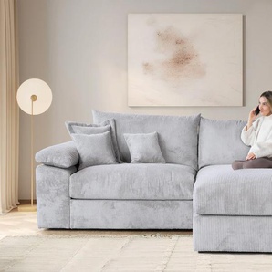 Ecksofa HOME AFFAIRE Soft&Cosy XXL L-Form - Breite 303 cm, grau (hellgrau), B:303cm T:187cm, 100% Polyester, Sofas, Mega-Sofa, in Cord, Federkern-Polsterung, Topseller