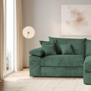 Ecksofa HOME AFFAIRE Soft&Cosy XXL L-Form - Breite 303 cm, grün (dunkelgrün), B:303cm T:187cm, 100% Polyester, Sofas, Mega-Sofa, in Cord, Federkern-Polsterung, Topseller