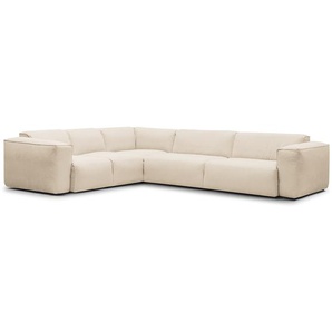 Ecksofa mit Rundecke Beige Webstoff Saia 325 x 71 x 260cm Ecke davorstehend links Modern