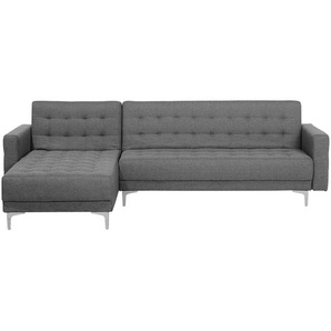 Ecksofa in Grau mit gestepptem Bezugsstoff und Schlaffunktion Rechtsseitig im Modernes Design