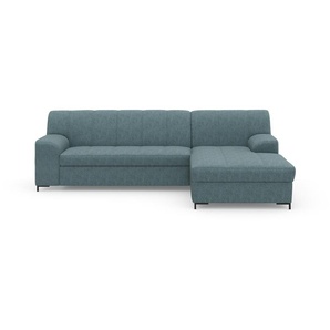 Ecksofa INOSIGN Balme L-Form Sofas Gr. B/H/T: 239 cm x 75 cm x 152 cm, Lu x us-Microfaser weich, Recamiere rechts, ohne Bettfunktion, blau (petrol) Ecksofas