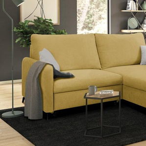 Ecksofa INOSIGN Leilani Sofas Gr. B/H/T: 228 cm x 95 cm x 176 cm, Struktur, Recamiere beidseitig montierbar, gelb Ecksofas Recamiere beidseitig montierbar, mit Bettfunktion und Bettkasten