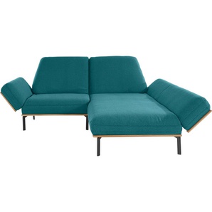 Ecksofa INOSIGN Linny L-Form Sofas Gr. B/H/T: 257 cm x 95 cm x 95 cm, Struktur, Longchair rechts, blau (petrol) Ecksofas