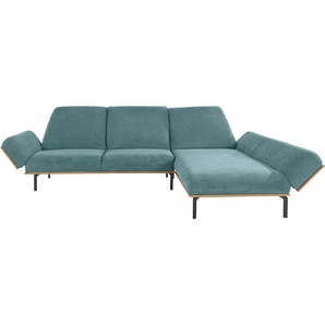 Ecksofa INOSIGN Linny L-Form Sofas Gr. B/H/T: 341 cm x 95 cm x 95 cm, Chenille-Optik, Longchair links, blau (petrol) Ecksofas