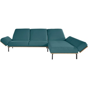 Ecksofa INOSIGN Linny L-Form Sofas Gr. B/H/T: 341 cm x 95 cm x 95 cm, Struktur, Longchair rechts, blau (petrol) Ecksofas