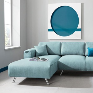 Ecksofa INOSIGN Malaga L-Form Sofas Gr. B/H/T: 276 cm x 85 cm x 169 cm, Struktur, Recamiere links, blau (hellpetrol) Ecksofas
