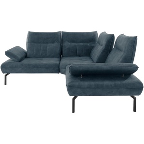 Ecksofa INOSIGN Marino L-Form Sofas Gr. B/H/T: 232 cm x 96 cm x 232 cm, Samtoptik, Mit Armfunktion-Mit Rückenfunktion, blau (petrol) Ecksofas