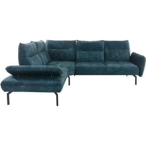 Ecksofa INOSIGN Marino L-Form Sofas Gr. B/H/T: 280 cm x 96 cm x 232 cm, Samtoptik, langer Schenkel rechts, Mit Rückenfunktion-Mit Armfunktion, blau (petrol) Ecksofas