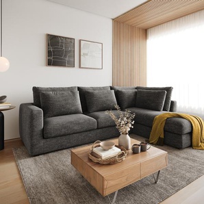Ecksofa Isla 330x225 cm Chenille Anthrazit Ottomane rechts, Ecksofas