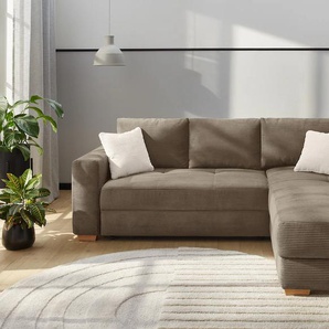 Ecksofa JOCKENHÖFER GRUPPE Sunset, Dauerschlafsofa mit, beige (taupe 426, 18), B:257cm T:105cm, Korpus: 100% Polyester, Kissen: 100% Polyester, Sofas, Tonnentaschen-Federkern, 5cm Kaltschaumtopper, flexible montierbar, Topseller