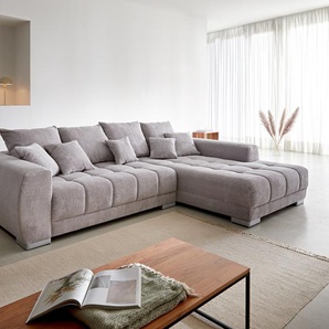 Ecksofa Josea 300x220 cm Cord Silbergrau Ottomane rechts, Ecksofas