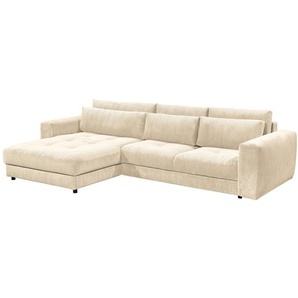 Ecksofa Joseli Beige Cordstoff Zuri 333 x 90 x 194cm Longchair beidseitig montierbar Boho
