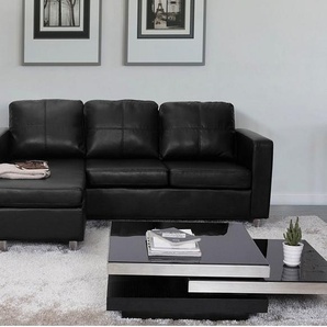 Ecksofa - Kunstleder - Schwarz - ACKLEY