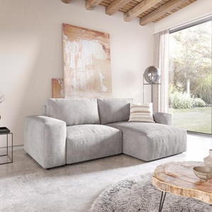 Ecksofa Lanzo L 260x160 cm Cord Silbergrau Recamiere variabel, Ecksofas