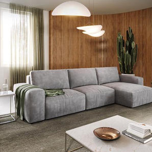 Ecksofa Lanzo L 360x160 cm Cord Silbergrau Recamiere variabel, Ecksofas