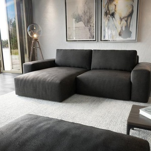Ecksofa Lanzo XL 270x180 cm Lederimitat Vintage Anthrazit Recamiere variabel mit Hocker, Ecksofas