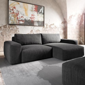 Ecksofa Lanzo XL 270x180 cm Mikrofaser Schwarz Recamiere variabel mit Hocker, Ecksofas